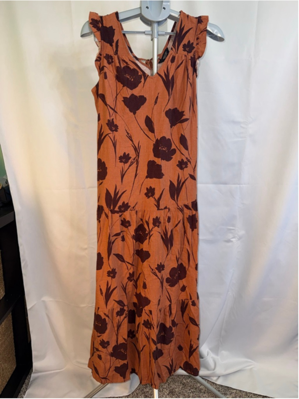 Women's Simply Vera Vera Wang Orange & Brown Floral Maxi Dress S